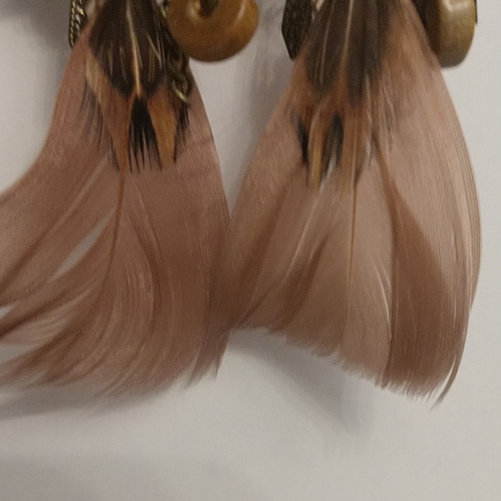 Unique Dreamcatcher Feather Boho Charm Earrings 4" Drop - Picture 8 of 9